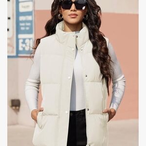 Women's Cream Puffer Vest